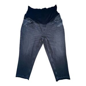 Old Navy Maternity Black Slouchy Straight Leg Jeans Full Panel 20 Long NWOT